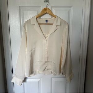 Cream Button-Up Blouse